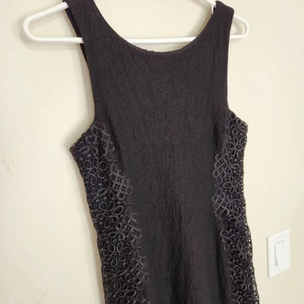 Banana Republic Wool Blend Dress Sleeveless Size 4 Black Lined